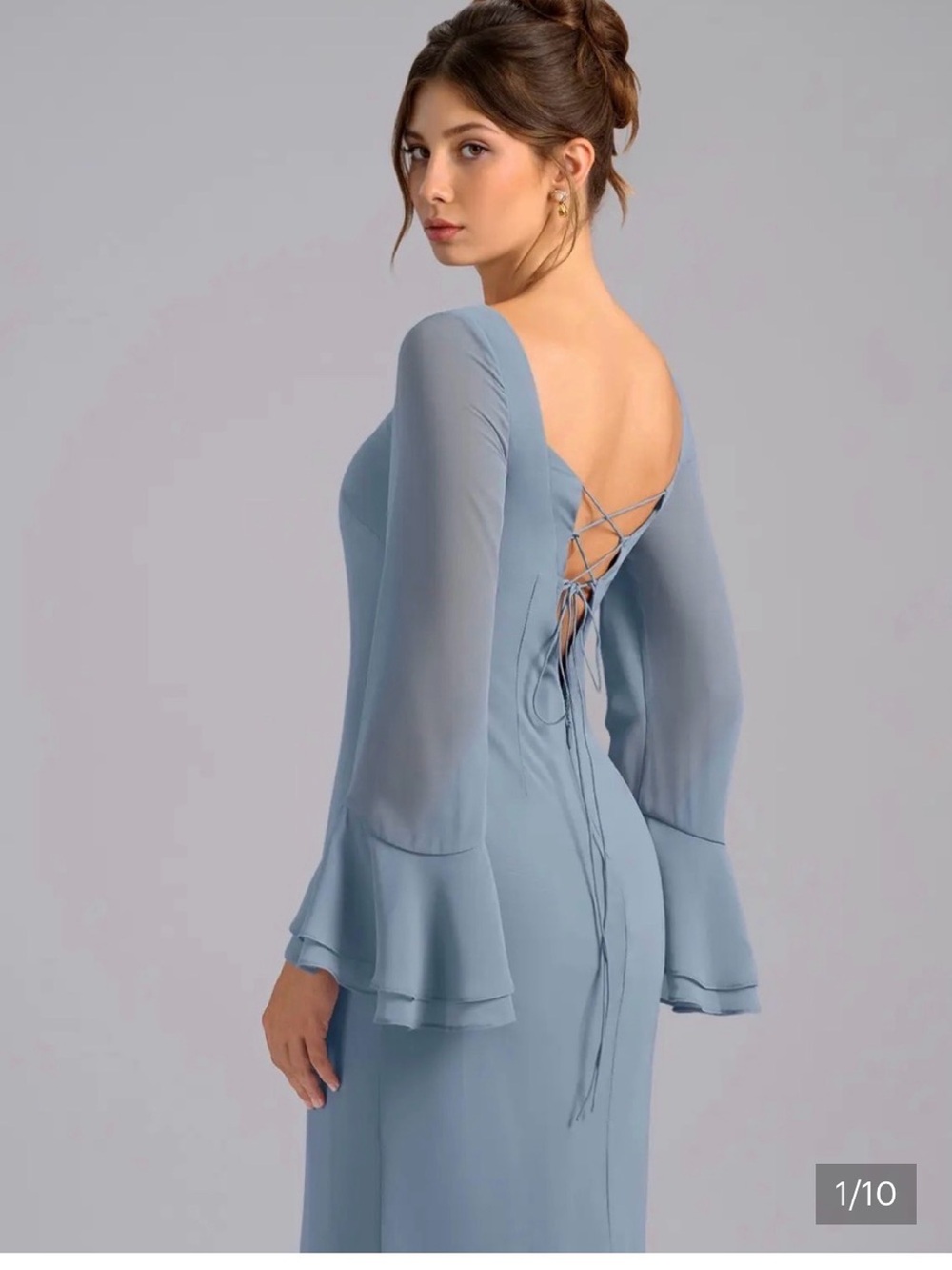 Azazie chiffon corset elegant Twilight blue formal dress.